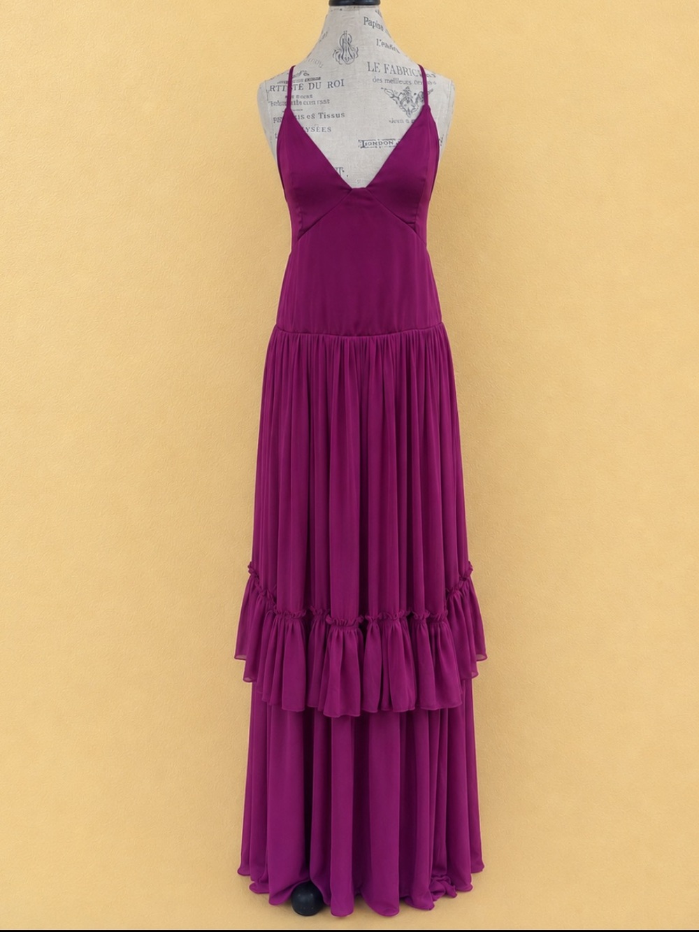 Free People Soliana Plum Drop Waist Tiered Maxi Dress Medium Excellent Condition - Picture 4 of 11